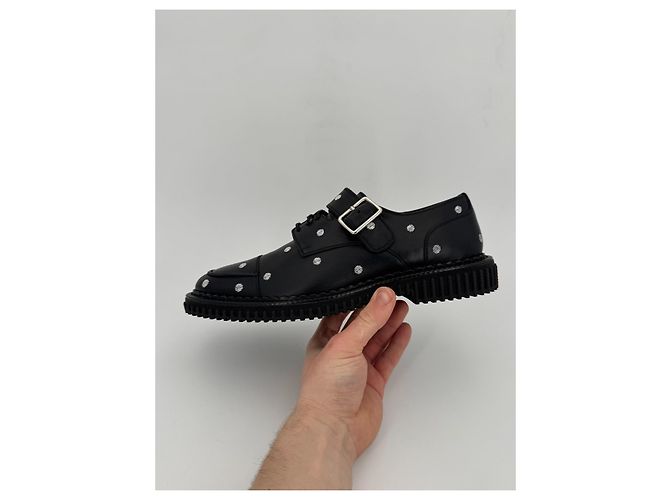 Derby Dior Homme in pelle ricamati a pois neri Nero - vista 9