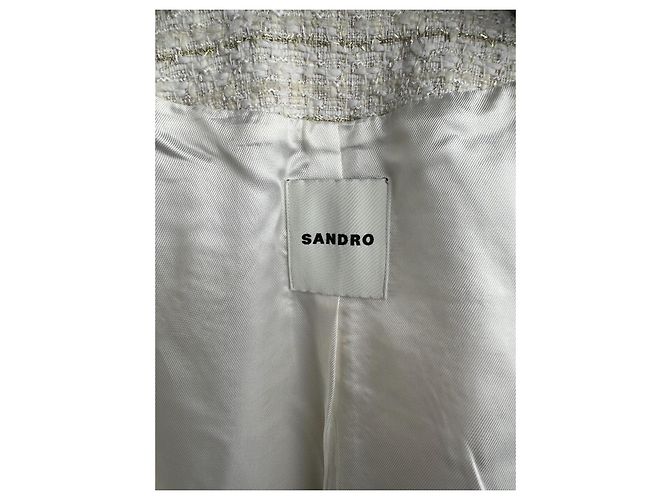 Sandro Blazer de Tweed Zally Beige - vista 10