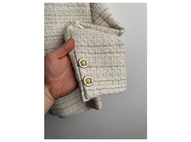 Sandro Blazer de Tweed Zally Beige - vista 14