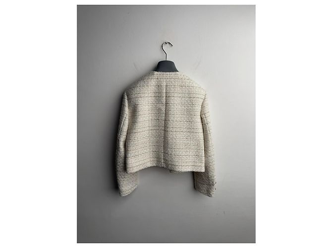 Sandro Blazer de Tweed Zally Beige - vista 15