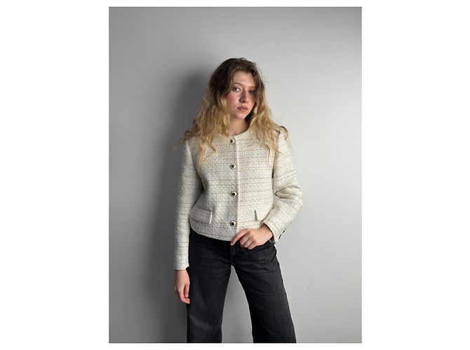 Sandro Blazer de Tweed Zally Beige - vista 2