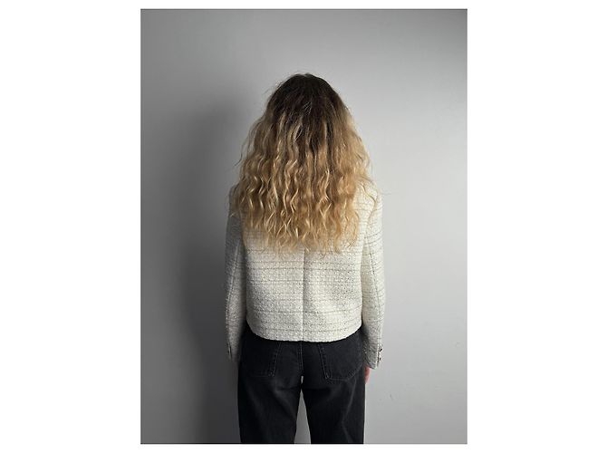 Sandro Blazer de Tweed Zally Beige - vista 4