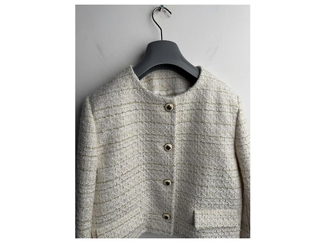 Sandro Blazer de Tweed Zally Beige - vista 6