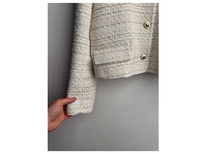 Sandro Blazer de Tweed Zally Beige - vista 8