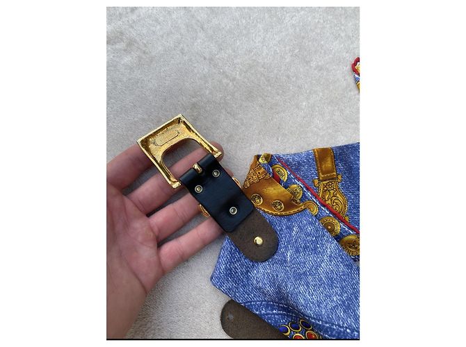 Gianni Versace Medusa Seidengürtel Blau - Ansicht 10
