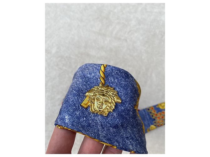 Gianni Versace Medusa Seidengürtel Blau - Ansicht 14