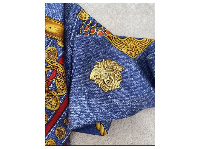 Gianni Versace Medusa Seidengürtel Blau - Ansicht 3