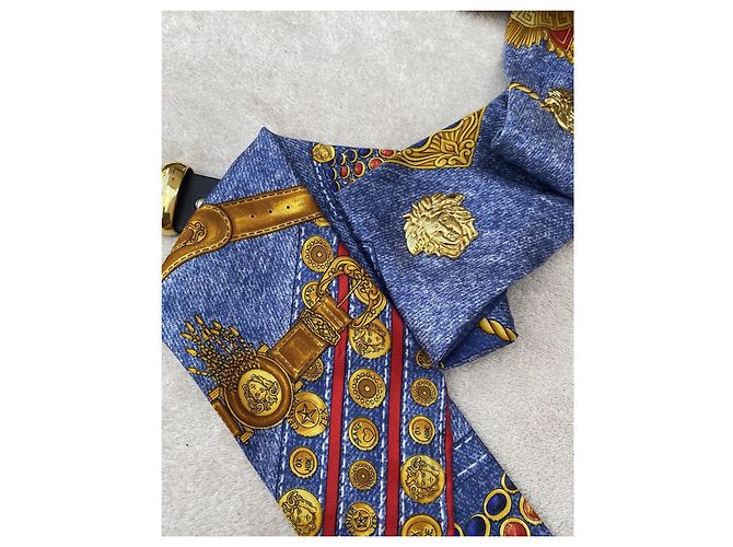 Gianni Versace Medusa Seidengürtel Blau - Ansicht 4