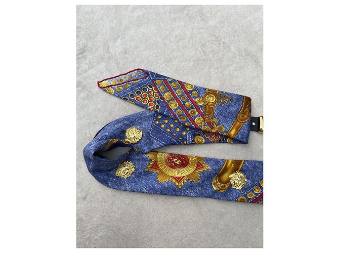 Gianni Versace Medusa Seidengürtel Blau - Ansicht 5