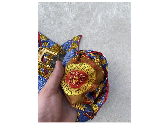 Gianni Versace Medusa Seidengürtel Blau - Ansicht 9