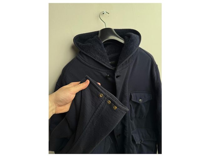 Stone Island Giacca con cappuccio blu navy cotone - vista 10