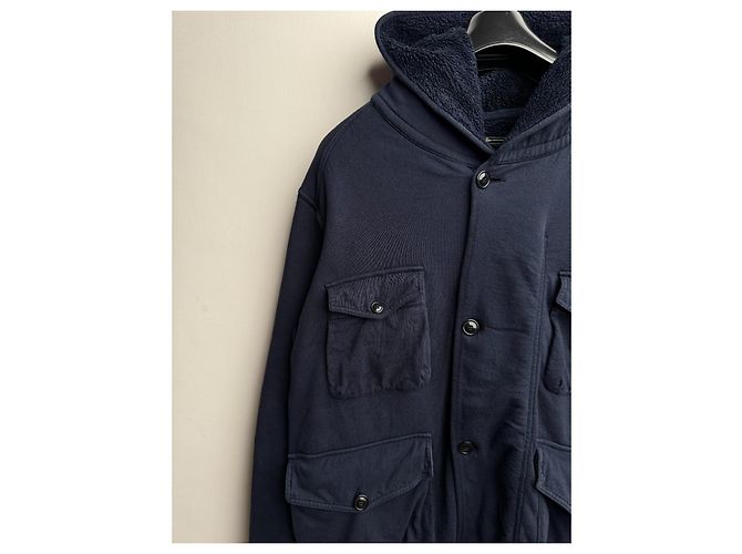 Stone Island Giacca con cappuccio blu navy cotone - vista 2