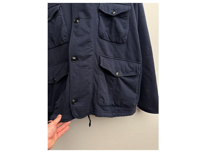 Stone Island Giacca con cappuccio blu navy cotone - vista 4