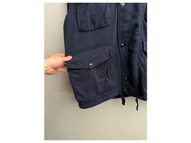 Stone Island Giacca con cappuccio blu navy cotone - vista 5
