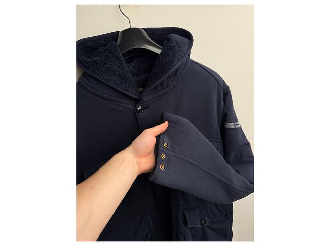 Stone Island Giacca con cappuccio blu navy cotone - vista 7