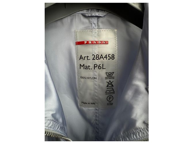 Giacca Biker Cropped Prada Nylon Parachute Blu - vista 6