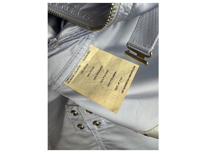 Giacca Biker Cropped Prada Nylon Parachute Blu - vista 9