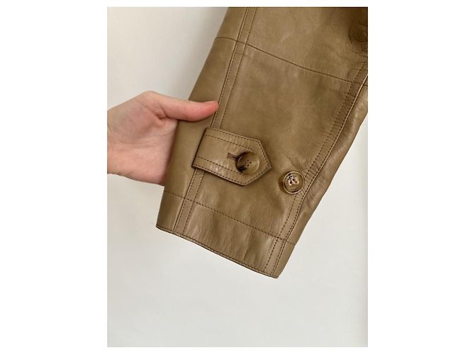 Abrigo Burberry Car Coat de piel de cordero camel Camello - vista 13