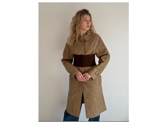 Abrigo Burberry Car Coat de piel de cordero camel Camello - vista 2