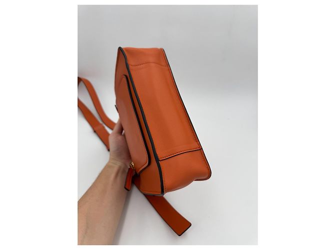 Borsa a tracolla Smythson Bond in pelle arancione - vista 10
