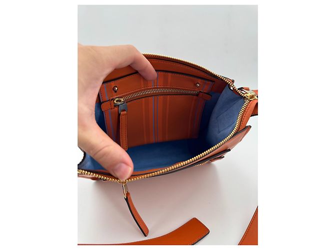 Borsa a tracolla Smythson Bond in pelle arancione - vista 12