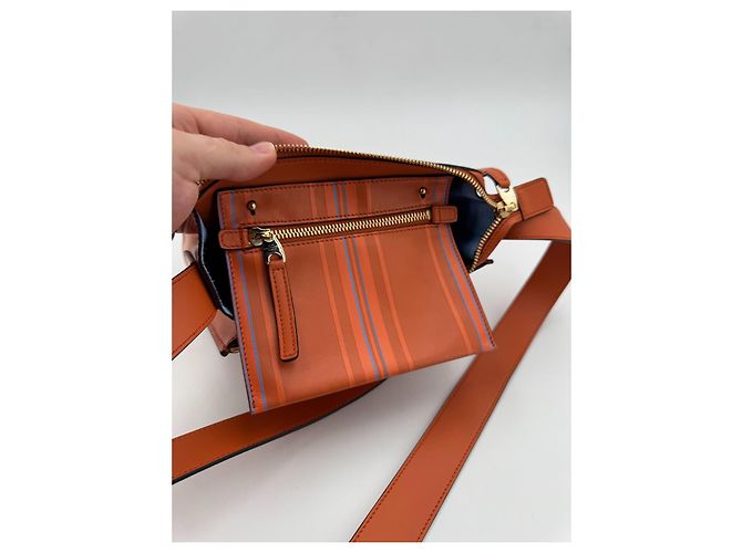 Borsa a tracolla Smythson Bond in pelle arancione - vista 13
