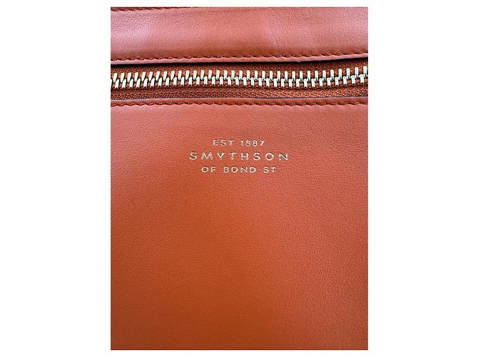 Borsa a tracolla Smythson Bond in pelle arancione - vista 15