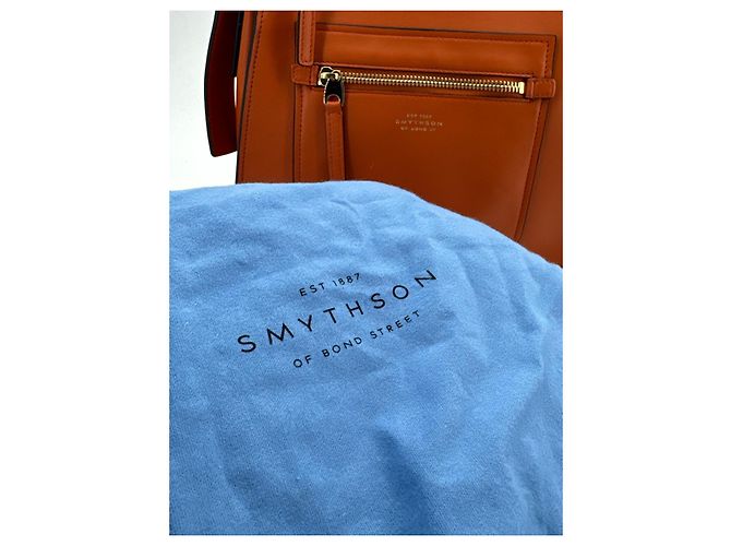 Borsa a tracolla Smythson Bond in pelle arancione - vista 3