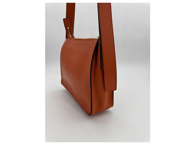 Borsa a tracolla Smythson Bond in pelle arancione - vista 6