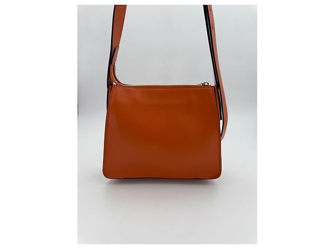 Borsa a tracolla Smythson Bond in pelle arancione - vista 8