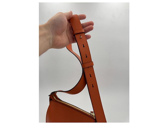 Borsa a tracolla Smythson Bond in pelle arancione - vista 9