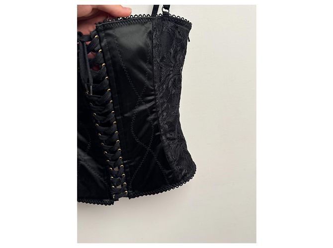 Dolce & Gabbana Top Bustier Corsé de Encaje Negro - vista 3