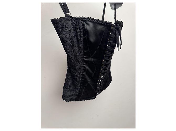 Dolce & Gabbana Top Bustier Corsé de Encaje Negro - vista 4