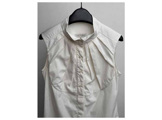 Blusa sem mangas de algodão branco Céline - vista 2