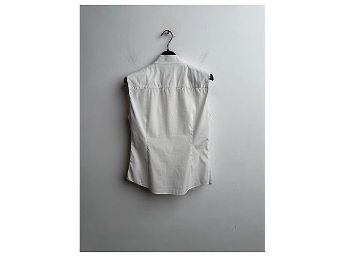 Blusa sem mangas de algodão branco Céline - vista 3
