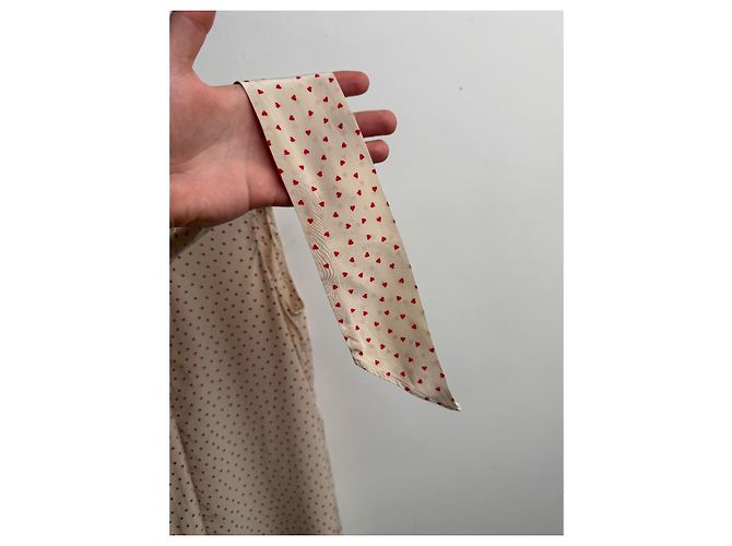 Blusa de seda Céline con estampado de corazones beige rojo - vista 4