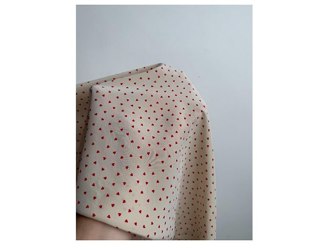 Blusa de seda Céline con estampado de corazones beige rojo - vista 5