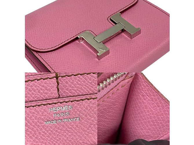 Hermès Hermes Constance Compact Epsom Leder Mini Geldbörse Pink - Ansicht 2