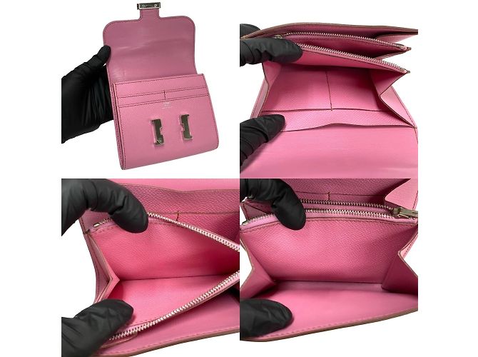 Hermès Hermes Constance Compact Epsom Leder Mini Geldbörse Pink - Ansicht 8