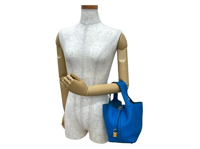 Borsa Hermès Picotin Lock PM in blu - vista 2