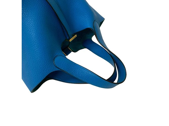Borsa Hermès Picotin Lock PM in blu - vista 4