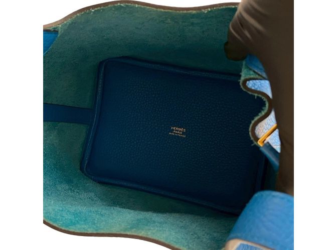 Borsa Hermès Picotin Lock PM in blu - vista 9