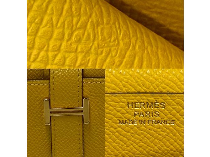 Cartera larga de cuero Soufflet Bearn de Hermès Amarillo - vista 2