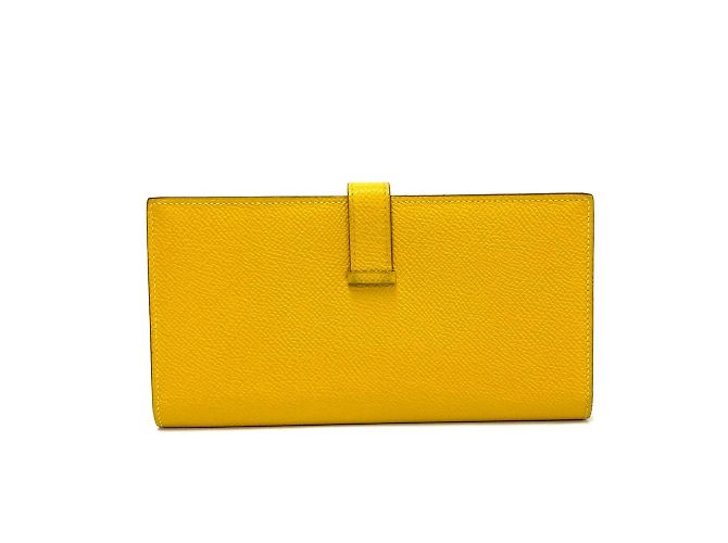 Cartera larga de cuero Soufflet Bearn de Hermès Amarillo - vista 3