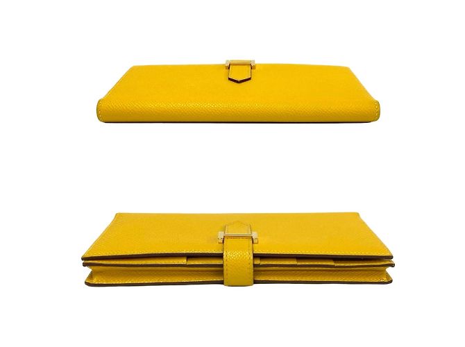 Cartera larga de cuero Soufflet Bearn de Hermès Amarillo - vista 5