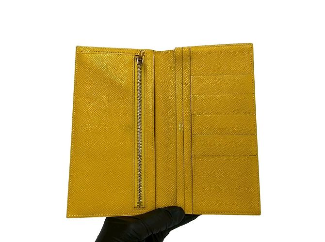 Cartera larga de cuero Soufflet Bearn de Hermès Amarillo - vista 6