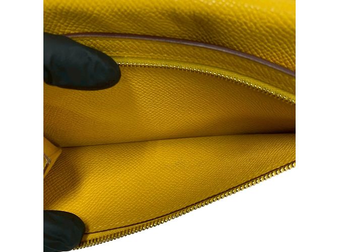 Cartera larga de cuero Soufflet Bearn de Hermès Amarillo - vista 7