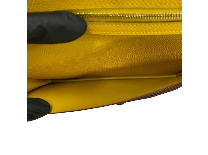 Cartera larga de cuero Soufflet Bearn de Hermès Amarillo - vista 9