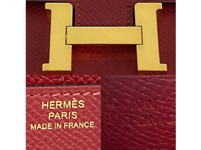 Billetera Mini Bifold Compacta de Cuero Constance de Hermès Roja - vista 2