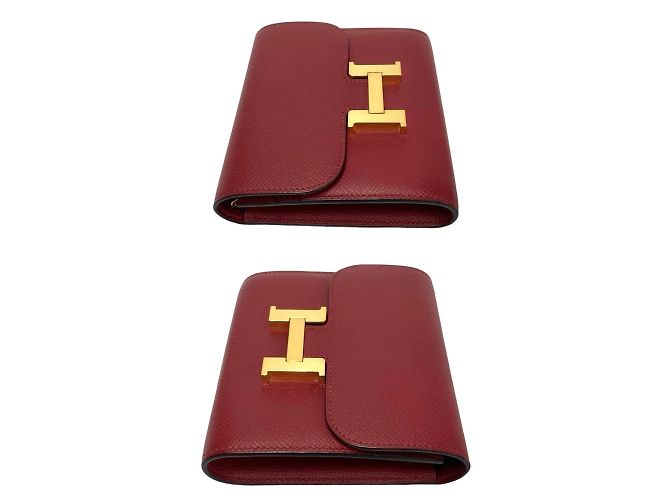 Billetera Mini Bifold Compacta de Cuero Constance de Hermès Roja - vista 4